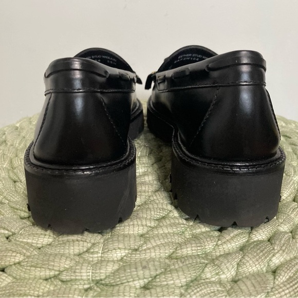 NWOB G.H Bass Weejuns Esther Stud Black Leather Leopard Super Lug Kiltie Loafers - Picture 8 of 10